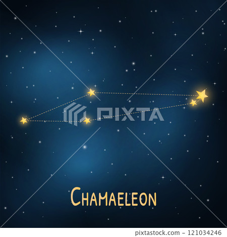 Chamaeleon constellation in starry night sky. 121034246