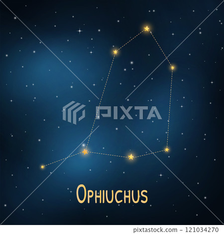 Ophiuchus constellation: new addition to the zodiac in a starry night sky. Ophiuchus constellation: new addition to the zodiac in a starry night sky. 121034270