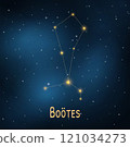 Boootes constellation in starry night sky 121034273