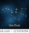 Ursa major constellation: night sky illustration with bright stars. 121034284