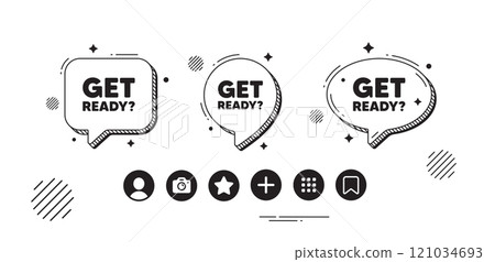 Get ready tag. Speech bubble offer icons. Special offer sign. Advertising discounts symbol. Get ready chat text box. Social media icons. Speech bubble text balloon. Vector Get ready tag. Speech bubble offer icons. Special offer sign. Advertising discounts symbol. Get ready chat text box. Social media icons. Speech bubble text balloon. Vector 121034693