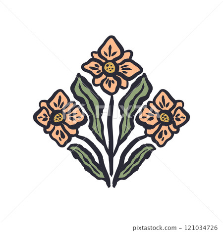 Black outline minimal abstract inky flower Black outline minimal abstract inky flower 121034726