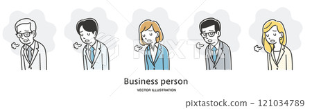 Sighing and depressed male and female office workers 121034789