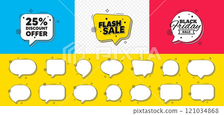 25 percent discount. Flash sale chat speech bubble. Sale offer price sign. Special offer symbol. Discount chat message. Black friday speech bubble banner. Offer text balloon. Vector 25 percent discount. Flash sale chat speech bubble. Sale offer price sign. Special offer symbol. Discount chat message. Black friday speech bubble banner. Offer text balloon. Vector 121034868