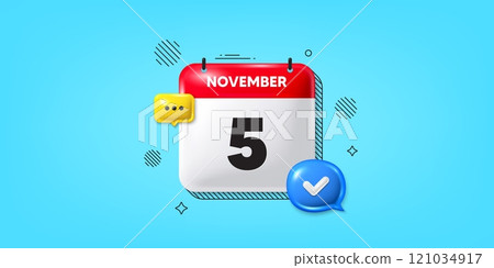 Calendar date of November 3d icon. 5th day of the month icon. Event schedule date. Meeting appointment time. 5th day of November. Calendar month date banner. Day or Monthly page. Vector Calendar date of November 3d icon. 5th day of the month icon. Event schedule date. Meeting appointment time. 5th day of November. Calendar month date banner. Day or Monthly page. Vector 121034917