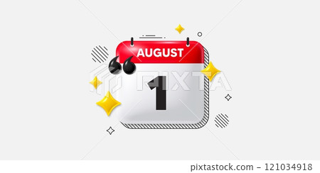 Calendar date of August 3d icon. 1st day of the month icon. Event schedule date. Meeting appointment time. 1st day of August. Calendar month date banner. Day or Monthly page. Vector 121034918