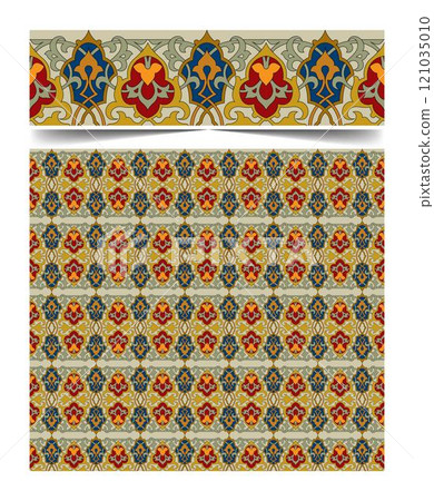 Seamless moroccan pattern background with flowers illustration clip-art 121035010