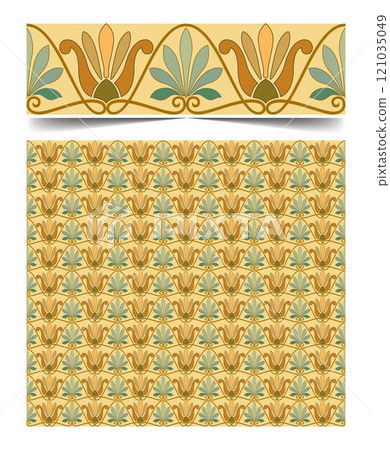 Seamless moroccan pattern background with flowers illustration clip-art 121035049
