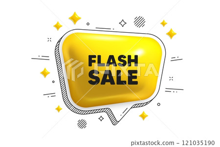 Flash Sale tag. Chat speech bubble 3d icon. Special offer price sign. Advertising Discounts symbol. Flash sale chat message. Speech bubble banner with stripes. Yellow text balloon. Vector Flash Sale tag. Chat speech bubble 3d icon. Special offer price sign. Advertising Discounts symbol. Flash sale chat message. Speech bubble banner with stripes. Yellow text balloon. Vector 121035190