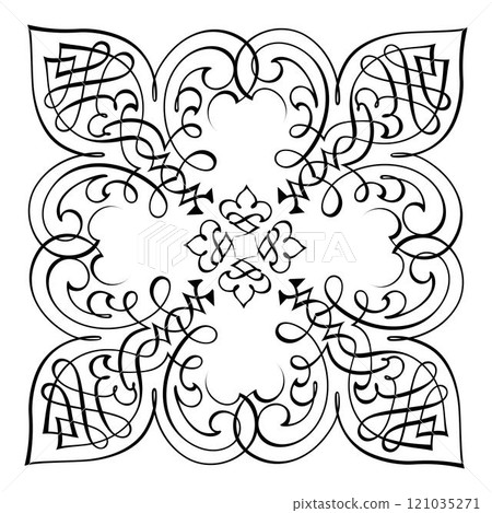 Abstract arabic Vintage Decorative Calligraphy Ornamental Silhouette symbol for tattoo isolated vector illustration 121035271