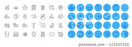 Washing machine, 5g internet and Grilled steak line icons pack. Sodium mineral, Stairs, Paint roller web icon. Alarm, Open door, Sleep pictogram. Present delivery, Repairman, Quick tips. Vector 121035328