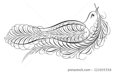 abstract bird with elegant calligraphy strokes for illustration abstract bird with elegant calligraphy strokes for illustration 121035358