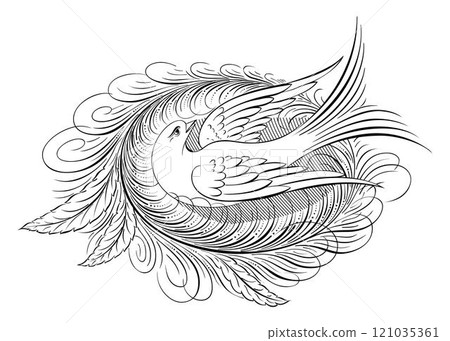 abstract bird with elegant calligraphy strokes for illustration abstract bird with elegant calligraphy strokes for illustration 121035361