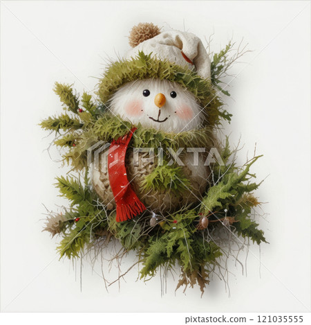 Funny snowman. Eco friendly Christmas decor. 121035555
