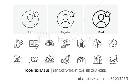 Best friend, Winner cup and Fish line icons. Pack of Yoga, Flags, Sports stadium icon. Whistle, Boat fishing, Empower pictogram. Fishing lure, Sports arena, Fitness water. Boat, Diploma. Vector 121035985