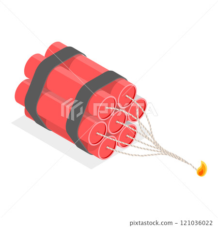 3D Isometric Flat  Set of Bombs And Dynamites. Item 2 121036022