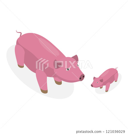 3D Isometric Flat Set of Farm Animal Families. Item 5 3D Isometric Flat Set of Farm Animal Families. Item 5 121036029