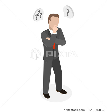 3D Isometric Flat  Illustration of Melancholy. Item 3 121036032
