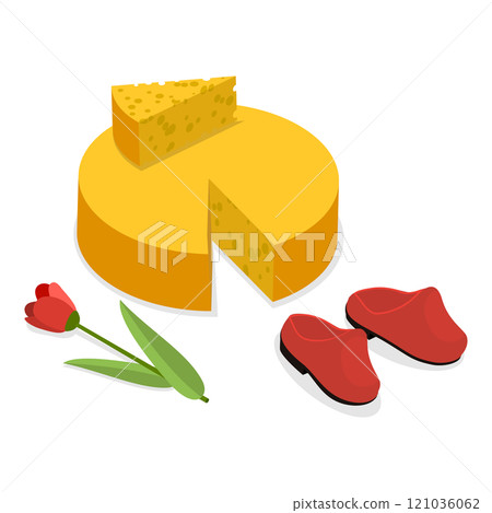 3D Isometric Flat Set of Symbols of Holland. Item 1 3D Isometric Flat Set of Symbols of Holland. Item 1 121036062