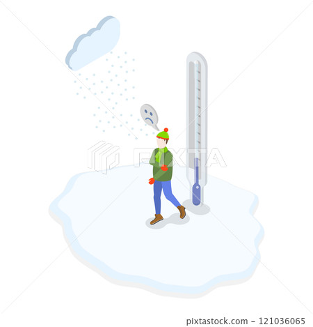 3D Isometric Flat Illustration of Hot And Cold Weather. Item 1 3D Isometric Flat Illustration of Hot And Cold Weather. Item 1 121036065