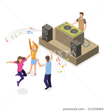 3D Isometric Flat Set of Hanging Out People. Item 1 3D Isometric Flat Set of Hanging Out People. Item 1 121036068