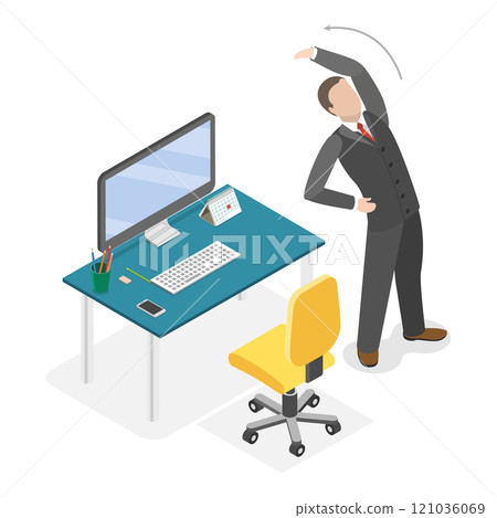 3D Isometric Flat Illustration of Exercises In Office. Item 1 3D Isometric Flat Illustration of Exercises In Office. Item 1 121036069