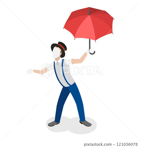 3D Isometric Flat  Set of Mime Actors. Item 6 121036078