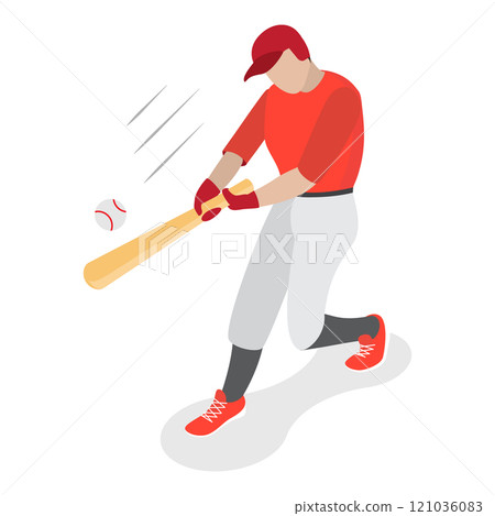 3D Isometric Flat  Set of Baseball Players. Item 4 121036083