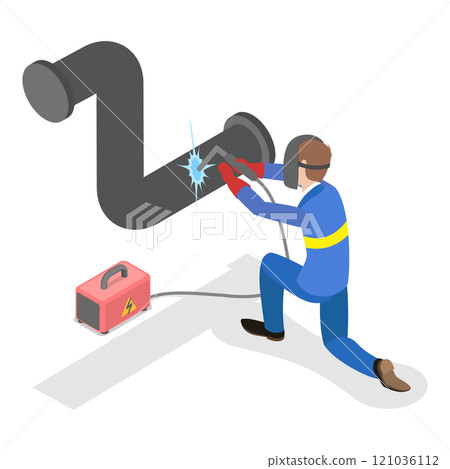 3D Isometric Flat Set of Welder Workers. Item 2 3D Isometric Flat Set of Welder Workers. Item 2 121036112