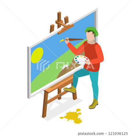 3D Isometric Flat Illustration of Art School. Item 3 3D Isometric Flat Illustration of Art School. Item 3 121036125