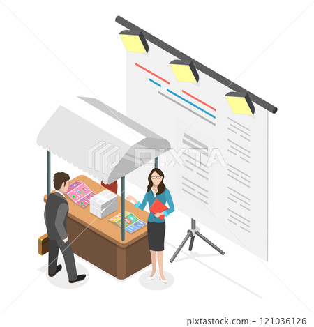 3D Isometric Flat  Illustration of Trade Show. Item 4 121036126