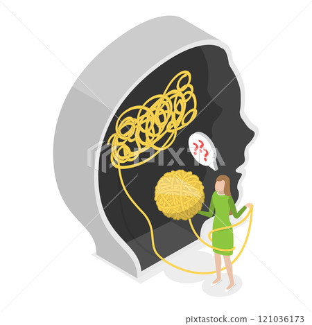 3D Isometric Flat  Illustration of Mental Health. Item 3 121036173