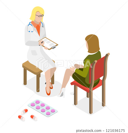 3D Isometric Flat Illustration of Womens Health. Item 3 3D Isometric Flat Illustration of Womens Health. Item 3 121036175