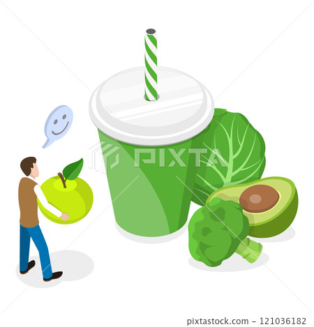 3D Isometric Flat  Illustration of Fitness Nutrition. Item 3 121036182
