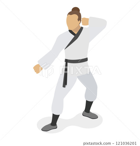 3D Isometric Flat  Set of Martial Art Characters. Item 1 121036201