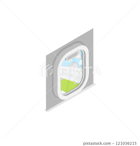 3D Isometric Flat  Set of Airplane Items and Scenes. Item 2 121036215