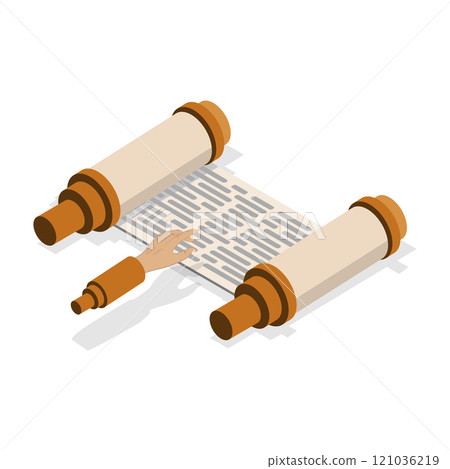 3D Isometric Flat  Set of Jewish Symbolism. Item 6 121036219