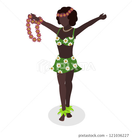 3D Isometric Flat Set of Hawaiian Dancers. Item 3 3D Isometric Flat Set of Hawaiian Dancers. Item 3 121036227