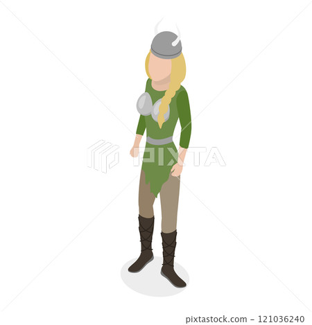 3D Isometric Flat  Set of Vikings Simbols. Item 2 121036240