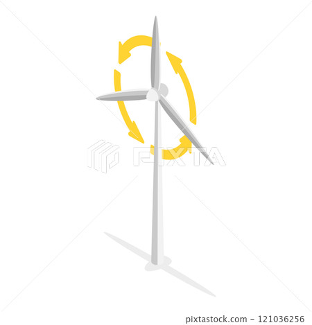 3D Isometric Flat  Illustration of Vertical Axis Wind Turbines. Item 4 121036256