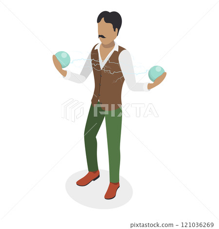 3D Isometric Flat  Set of Great Scientists. Item 2 121036269