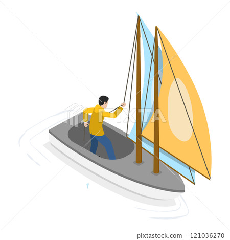 3D Isometric Flat  Set of Sailing Boats. Item 1 121036270