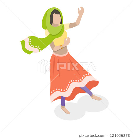 3D Isometric Flat  Set of Traditional Indian Dancers. Item 2 121036278