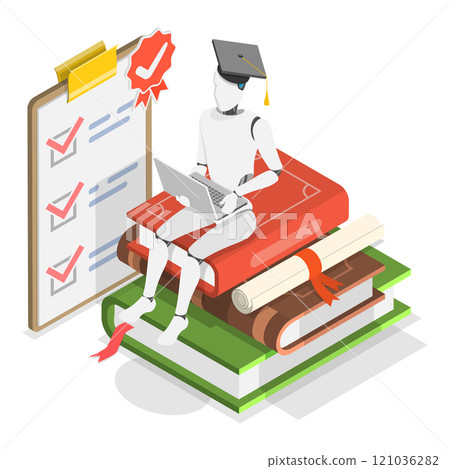 3D Isometric Flat  Illustration of GPT Chat. Item 1 121036282