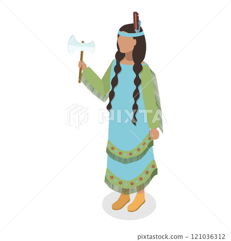 3D Isometric Flat Set of Indigenous People. Item 6 3D Isometric Flat Set of Indigenous People. Item 6 121036312