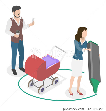 3D Isometric Flat  Illustration of Invisible Boundary. Item 3 121036355