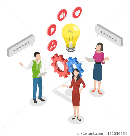 3D Isometric Flat  Illustration of Marketing Research Strategies. Item 1 121036364