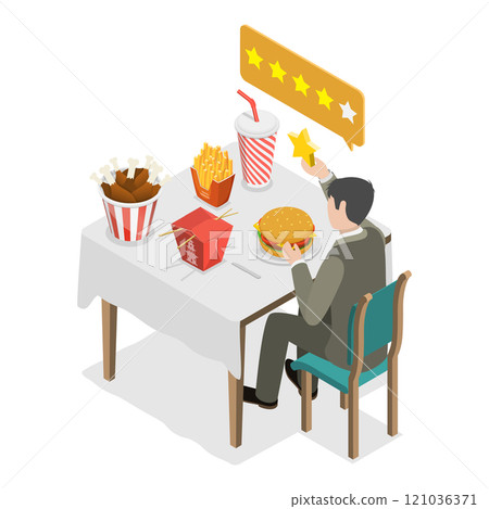3D Isometric Flat  Illustration of Food Blogging. Item 2 121036371