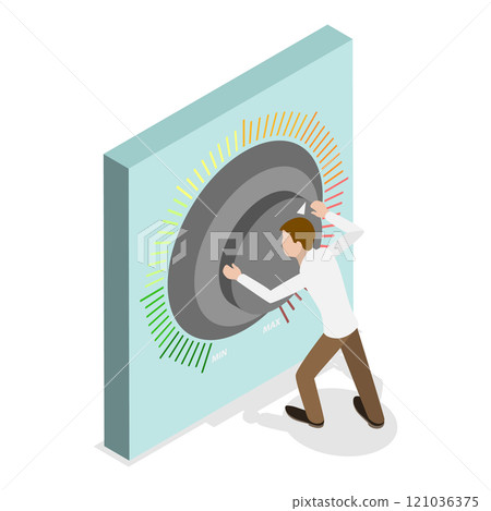 3D Isometric Flat  Illustration of Turning Knob. Item 2 121036375
