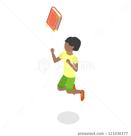 3D Isometric Flat Illustration of Jumping Happy Kids. Item 5 3D Isometric Flat Illustration of Jumping Happy Kids. Item 5 121036377